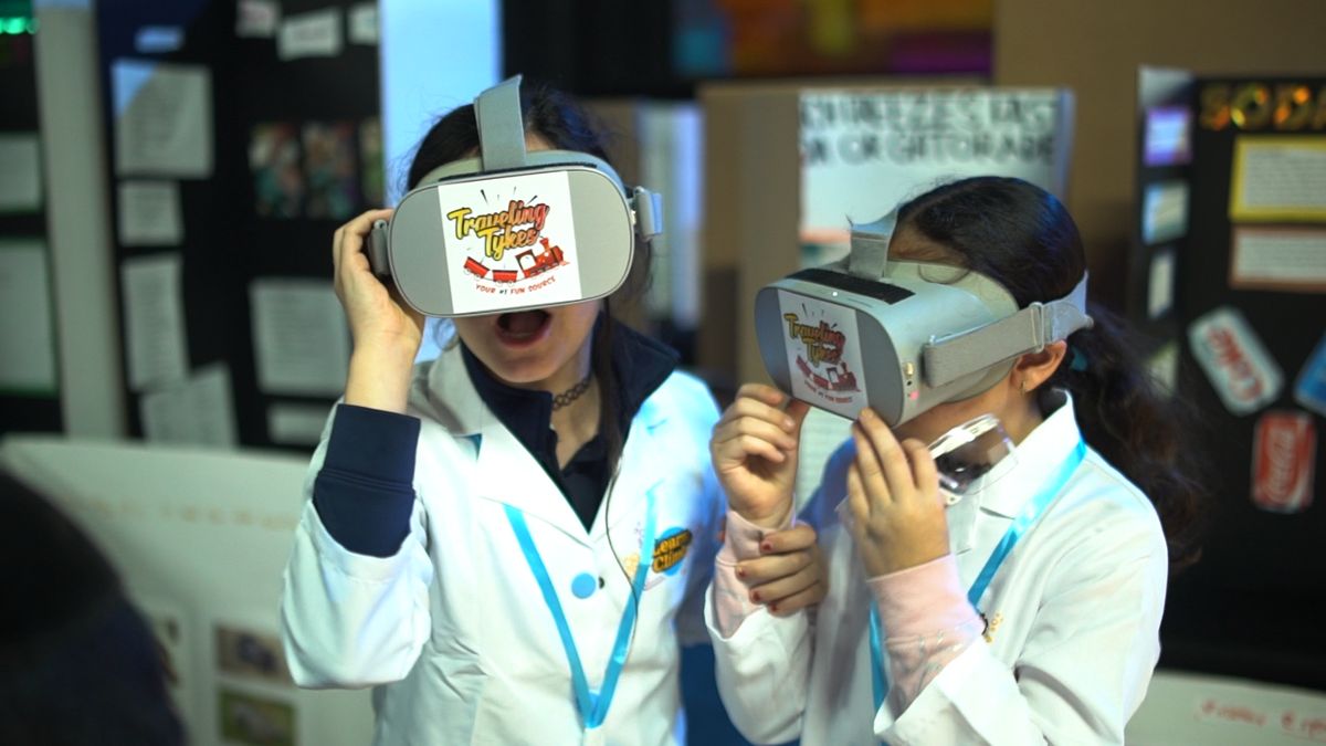 Students with VR headsets
